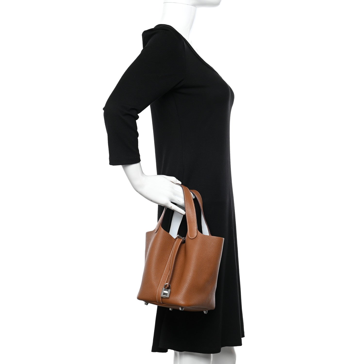 Hermes Taurillon Clemence Swift Eclat Picotin Lock 18 PM Gold Bleu Brume 2 of 11