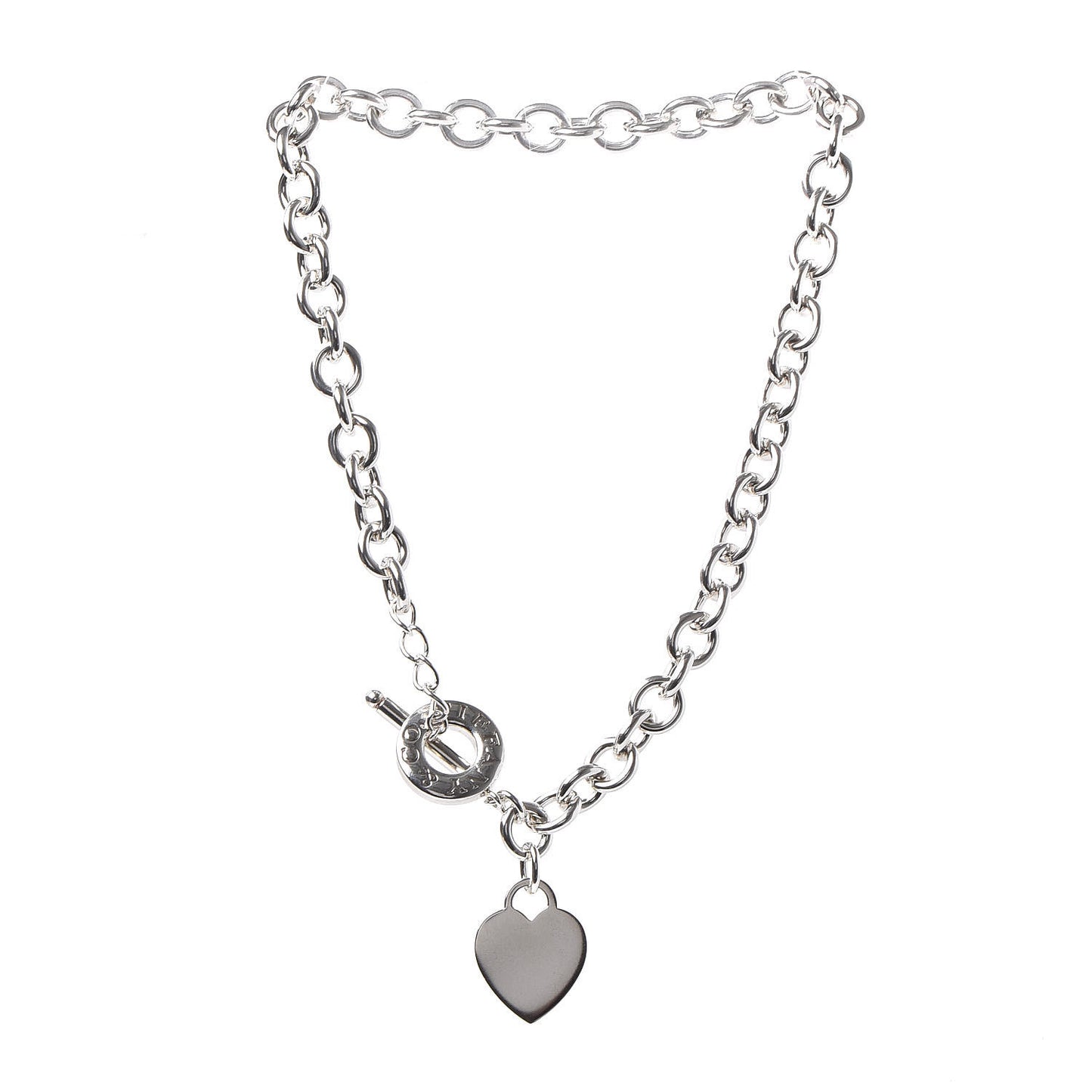 Sterling Silver Heart Tag Toggle Necklace