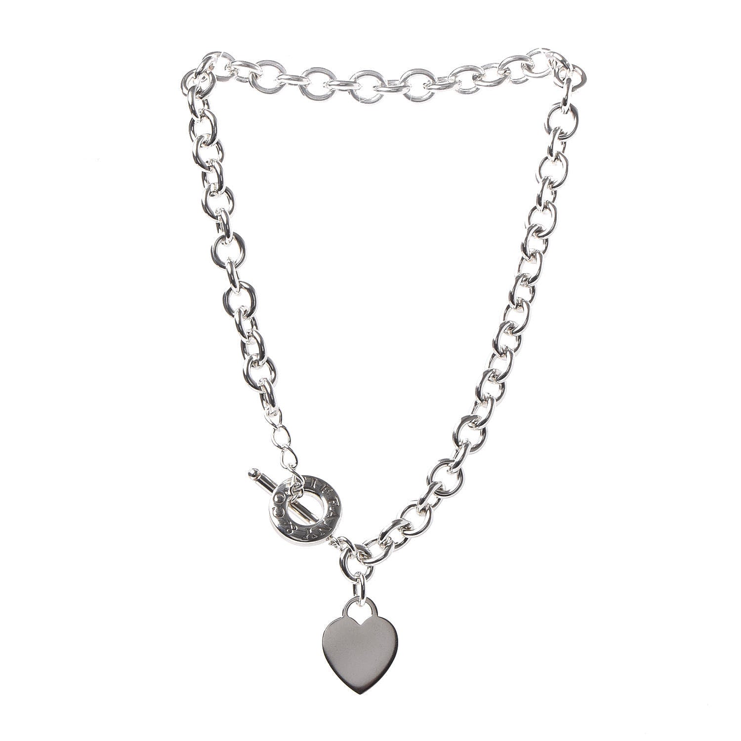 Tiffany Sterling Silver Heart Tag Toggle Necklace 3 of 5