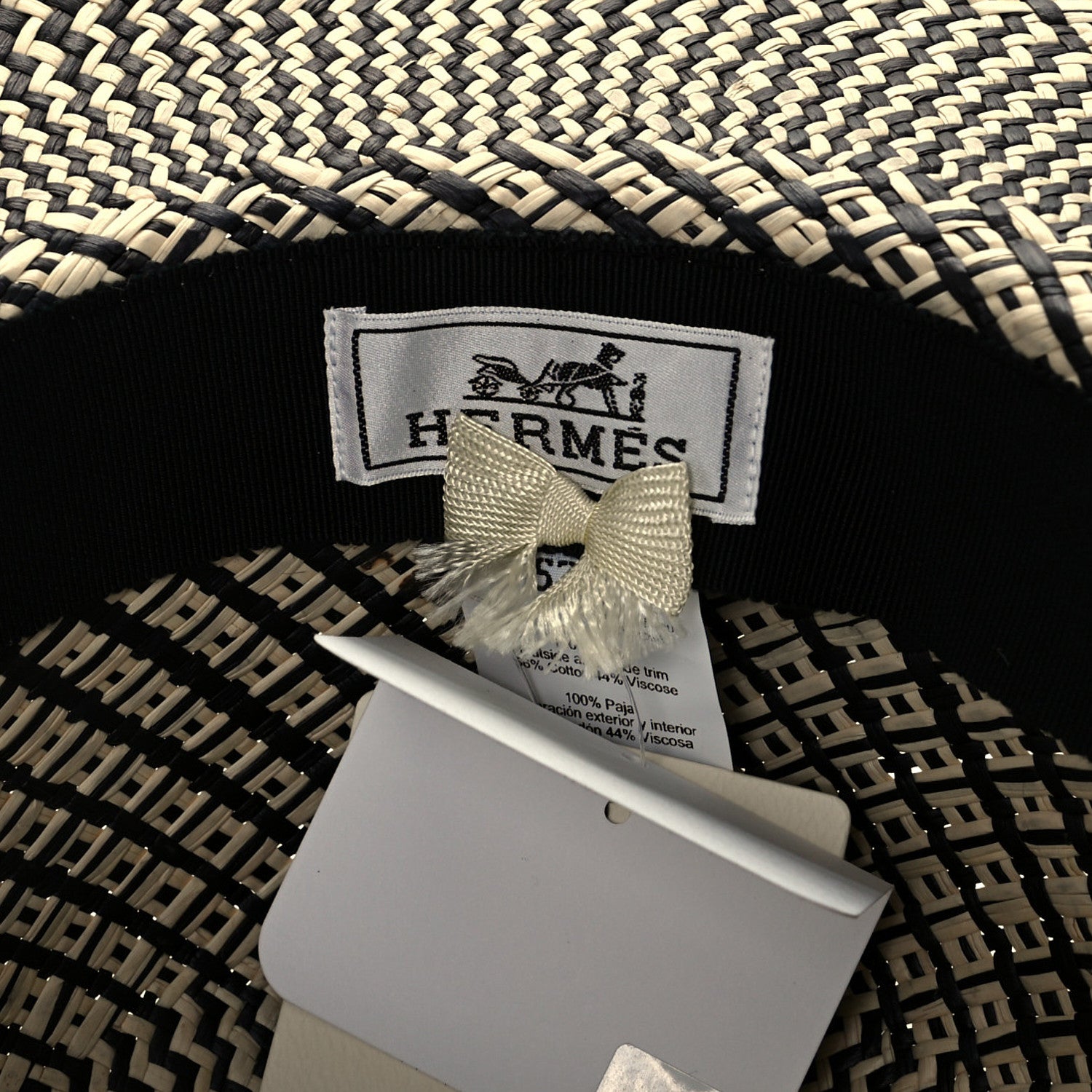 Hermes Straw Anouk Panama Hat 57 Natural Black 7 of 8