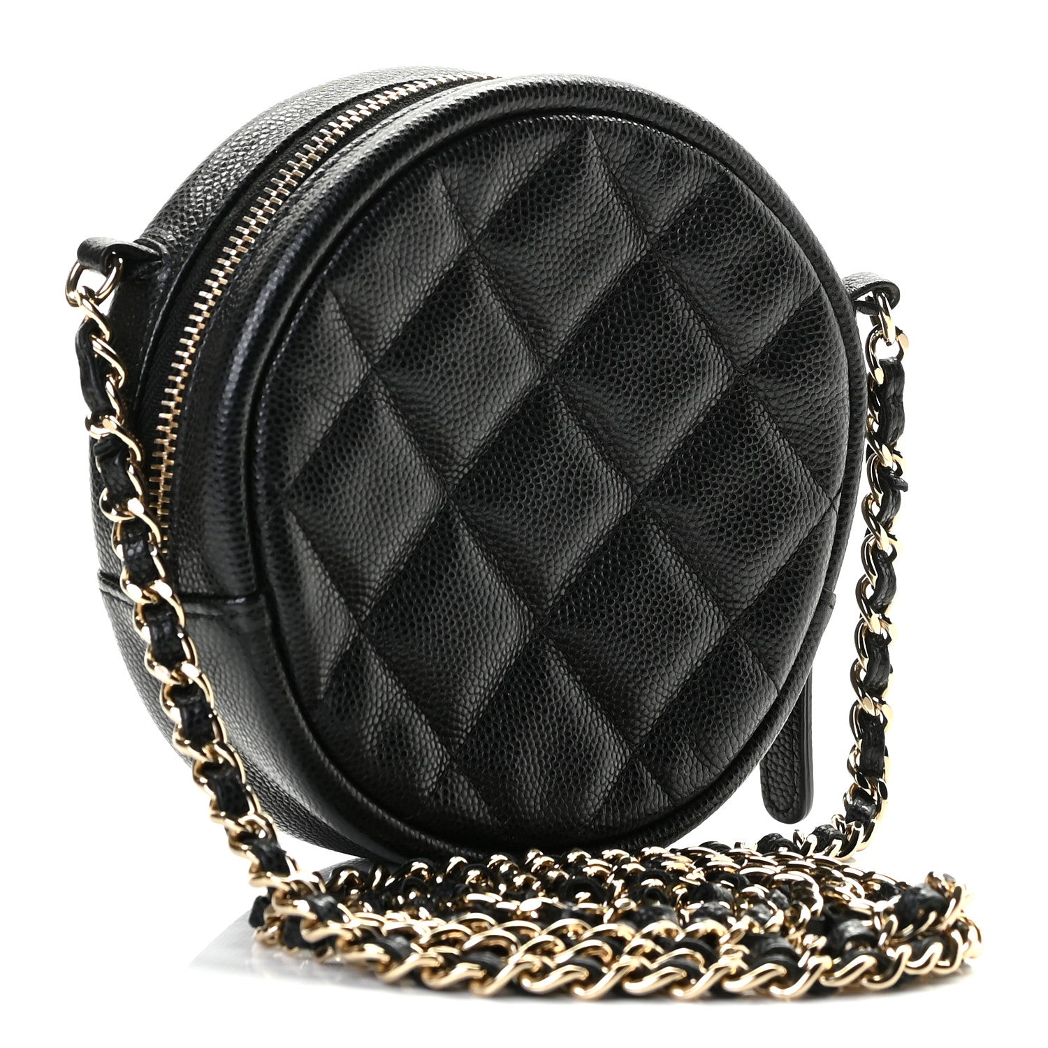 Chanel Caviar Quilted Round Clutch With Chain Black 2 of 8