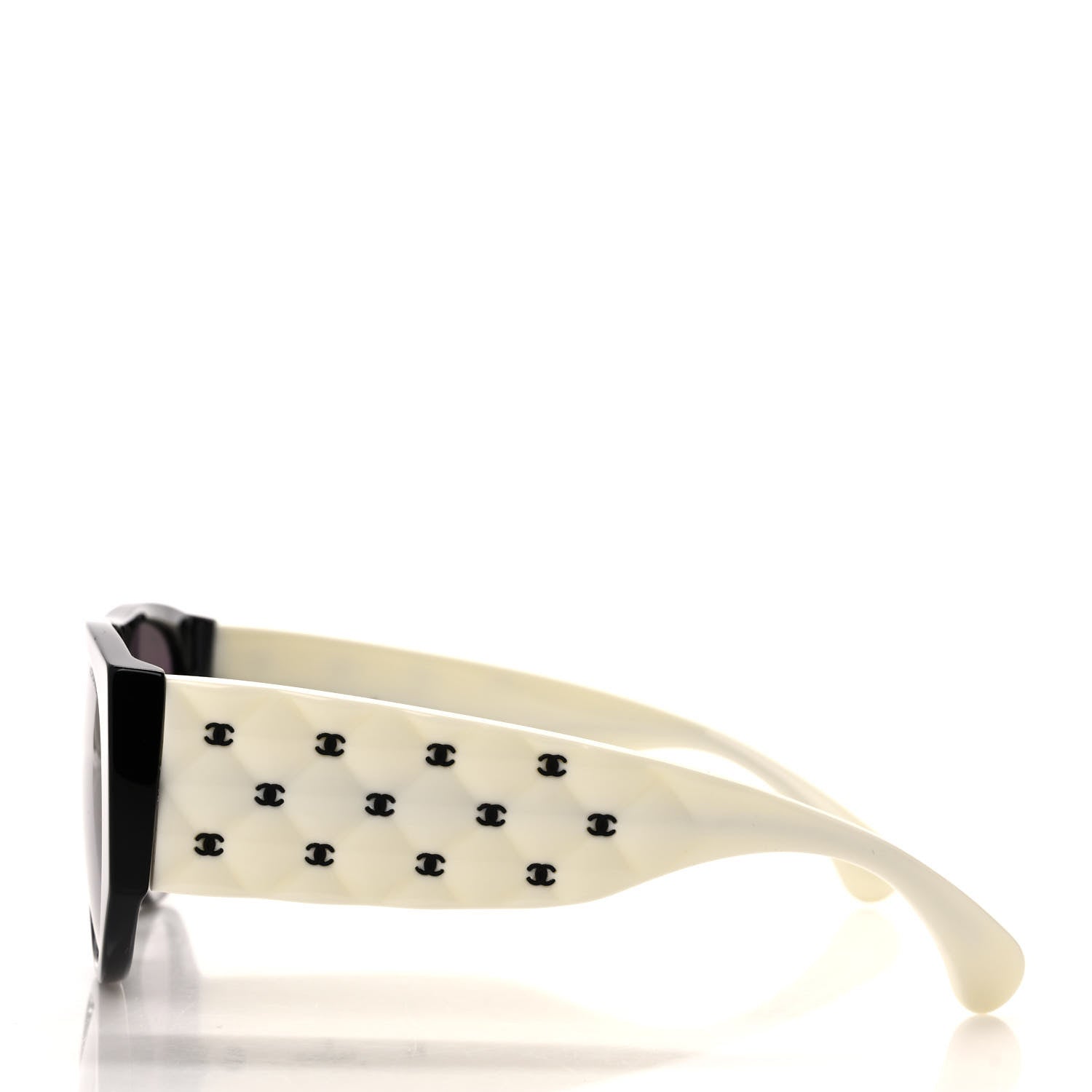 Chanel Acetate Quilted CC Pilot Sunglasses 71465 White Black 3 of 8