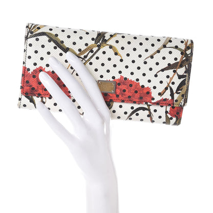 Dolce & Gabbana Dauphine Polka Dot Floral Print Continental Wallet White 2 of 6