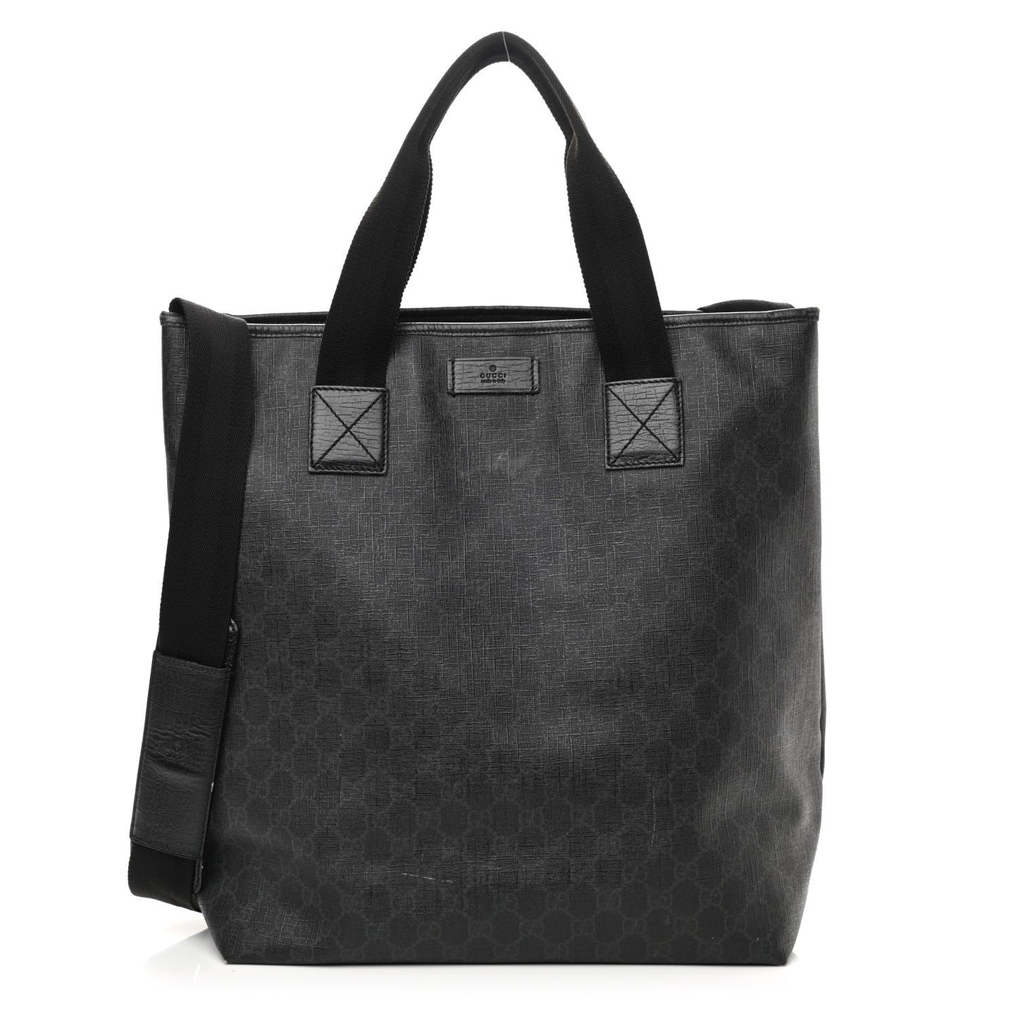 GG Supreme Monogram Web Handle Vertical Tote Black Grey
