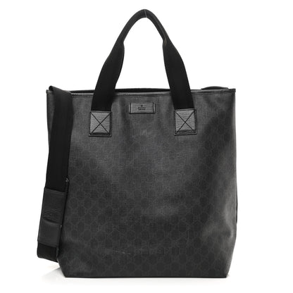 Gucci GG Supreme Monogram Web Handle Vertical Tote Black Grey 1 of 10