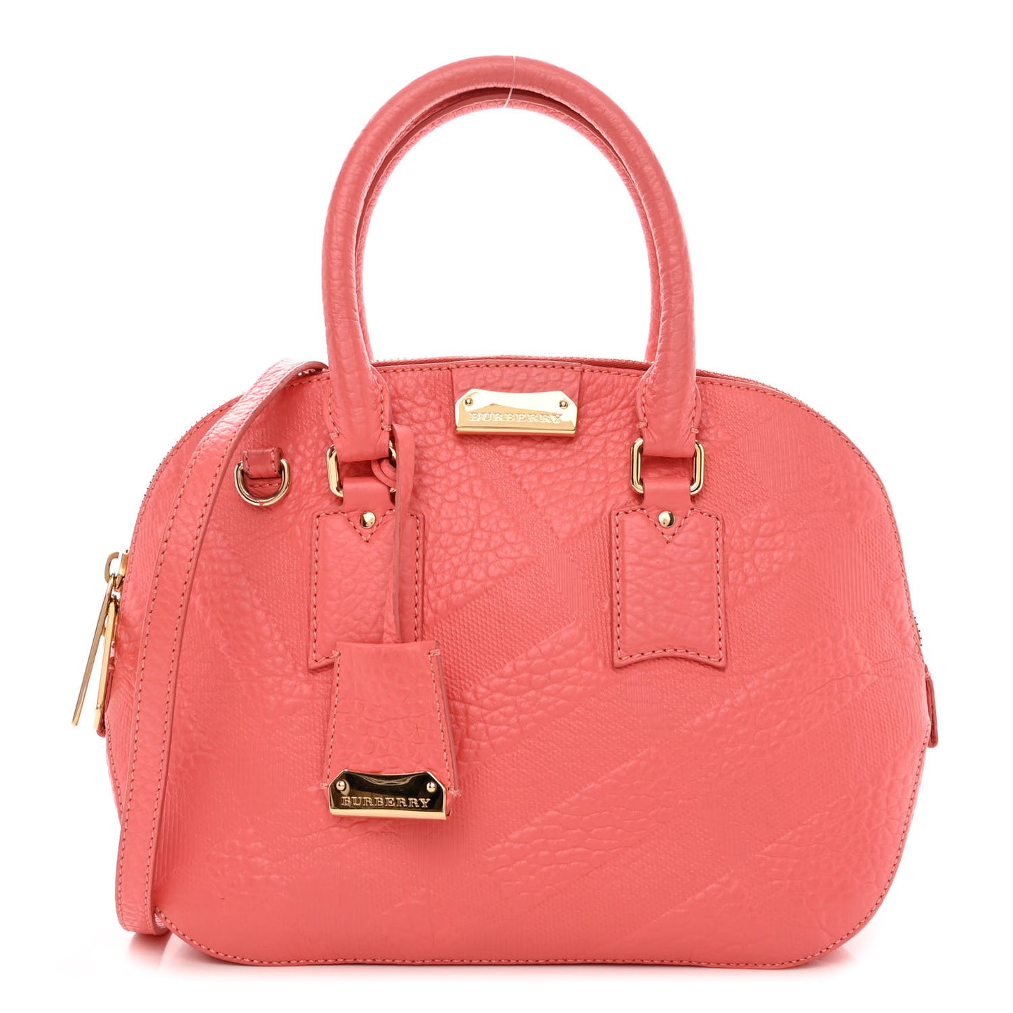 Heritage Grain Check Embossed Small Orchard Bowling Bag Pink