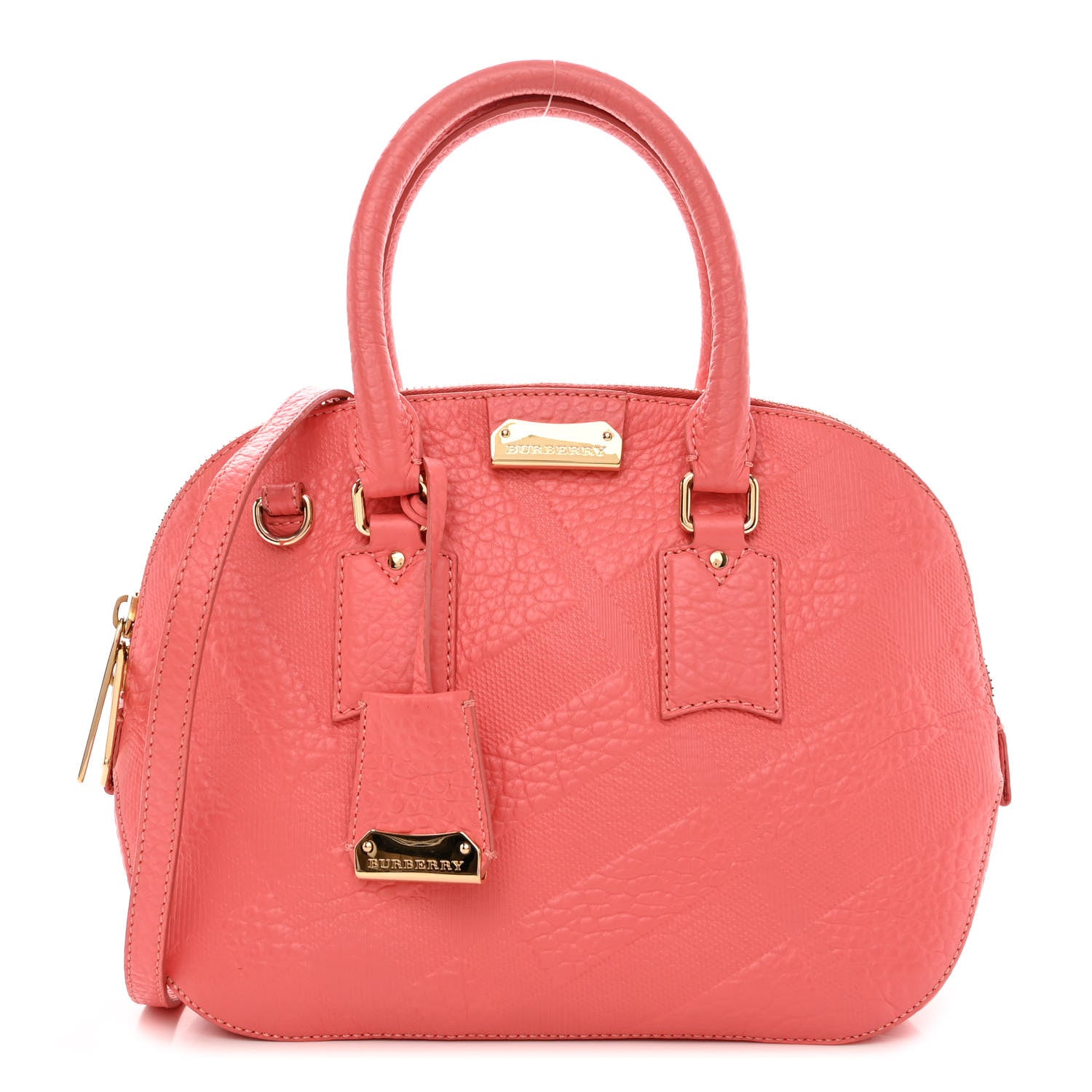 Burberry Heritage Grain Check Embossed Small Orchard Bowling Bag Pink 1 of 13