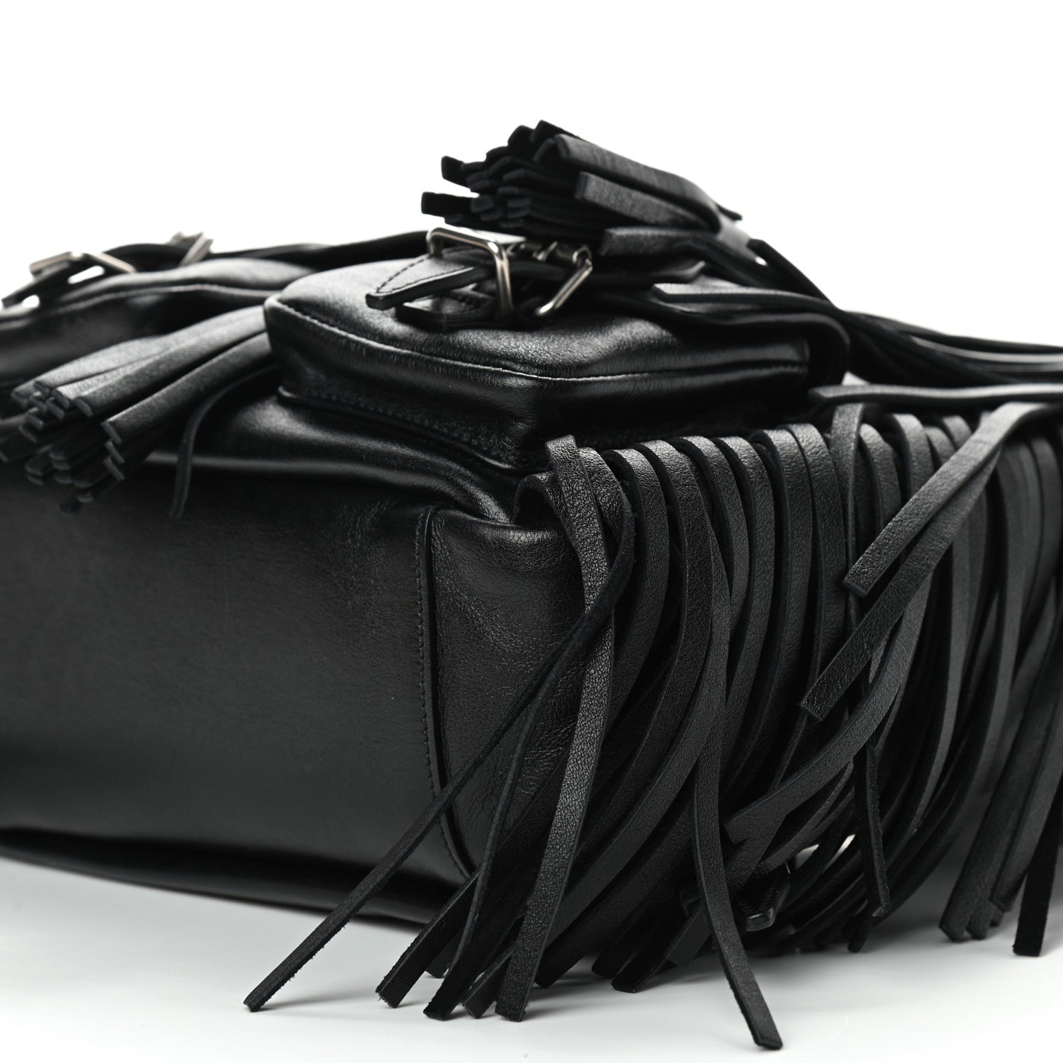 Saint Laurent Calfskin Fringe Festival Backpack Black 6 of 8