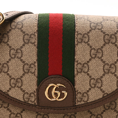 Gucci GG Supreme Monogram Textured Dollar Calfskin Mini Ophidia Flap Shoulder Bag Beige Ebony New Acero 8 of 11
