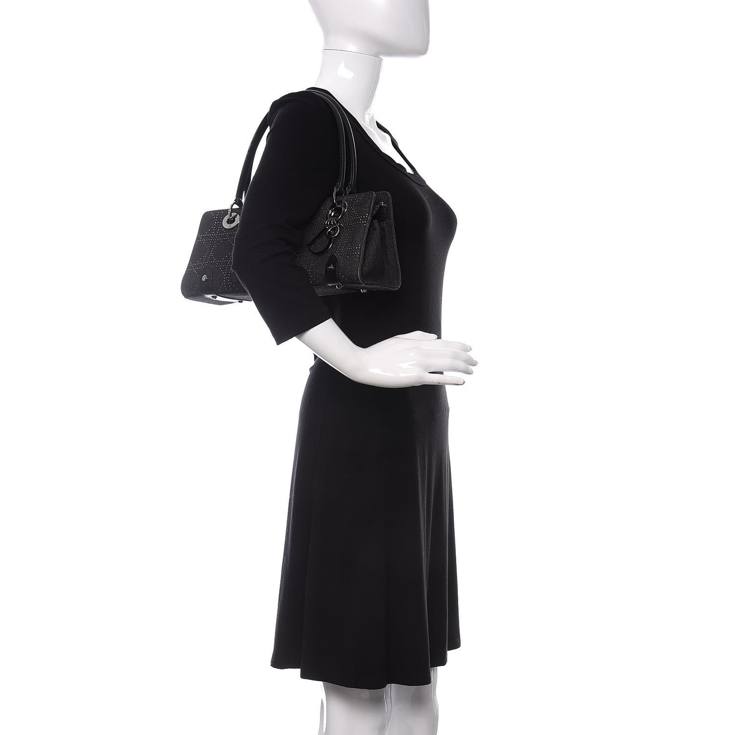 Denim Cannage Studded East West Lady Dior Black