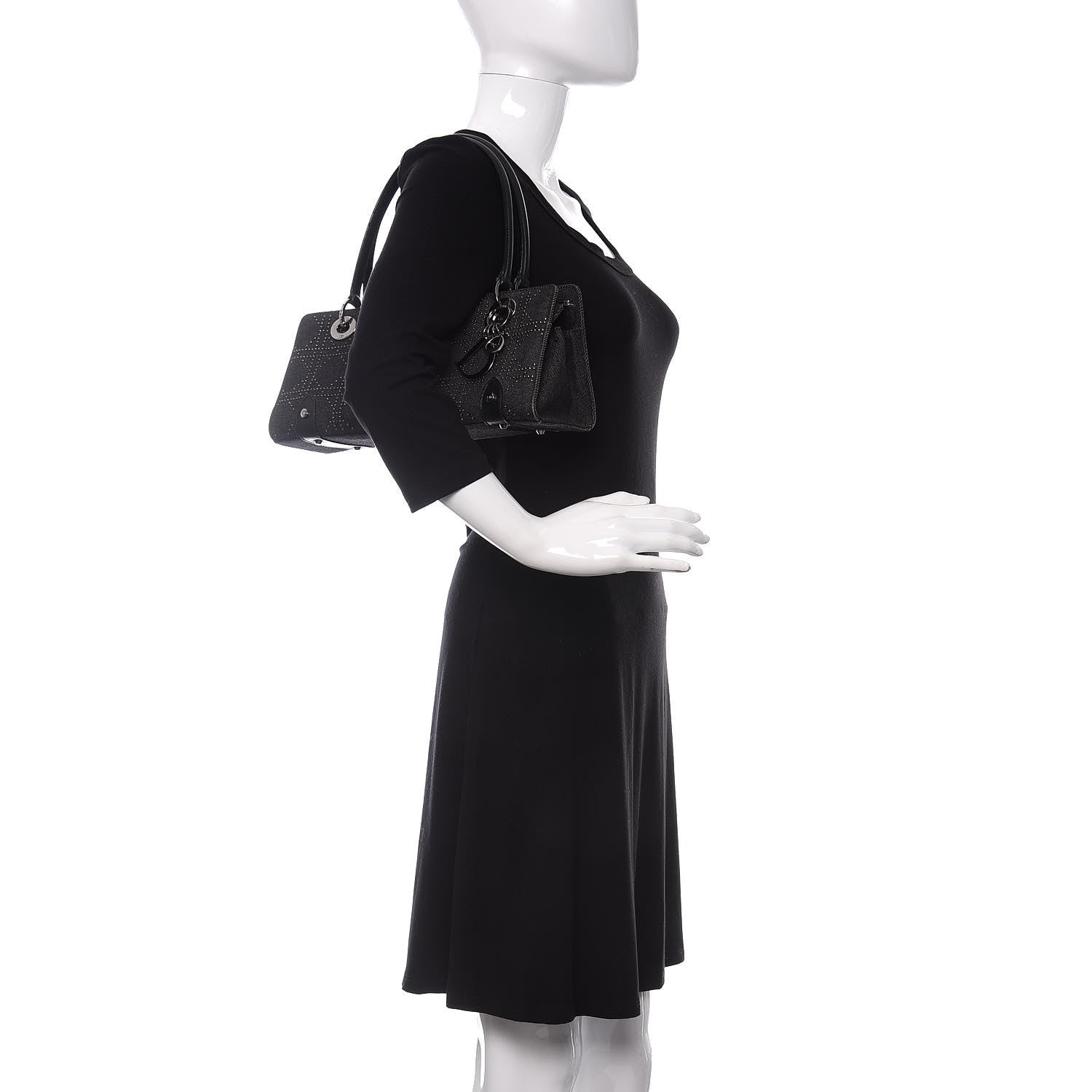 Christian Dior Denim Cannage Studded East West Lady Dior Black 2 of 10