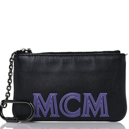 MCM Nappa Logo Embossed Mini Zip Pouch Black 8 of 12