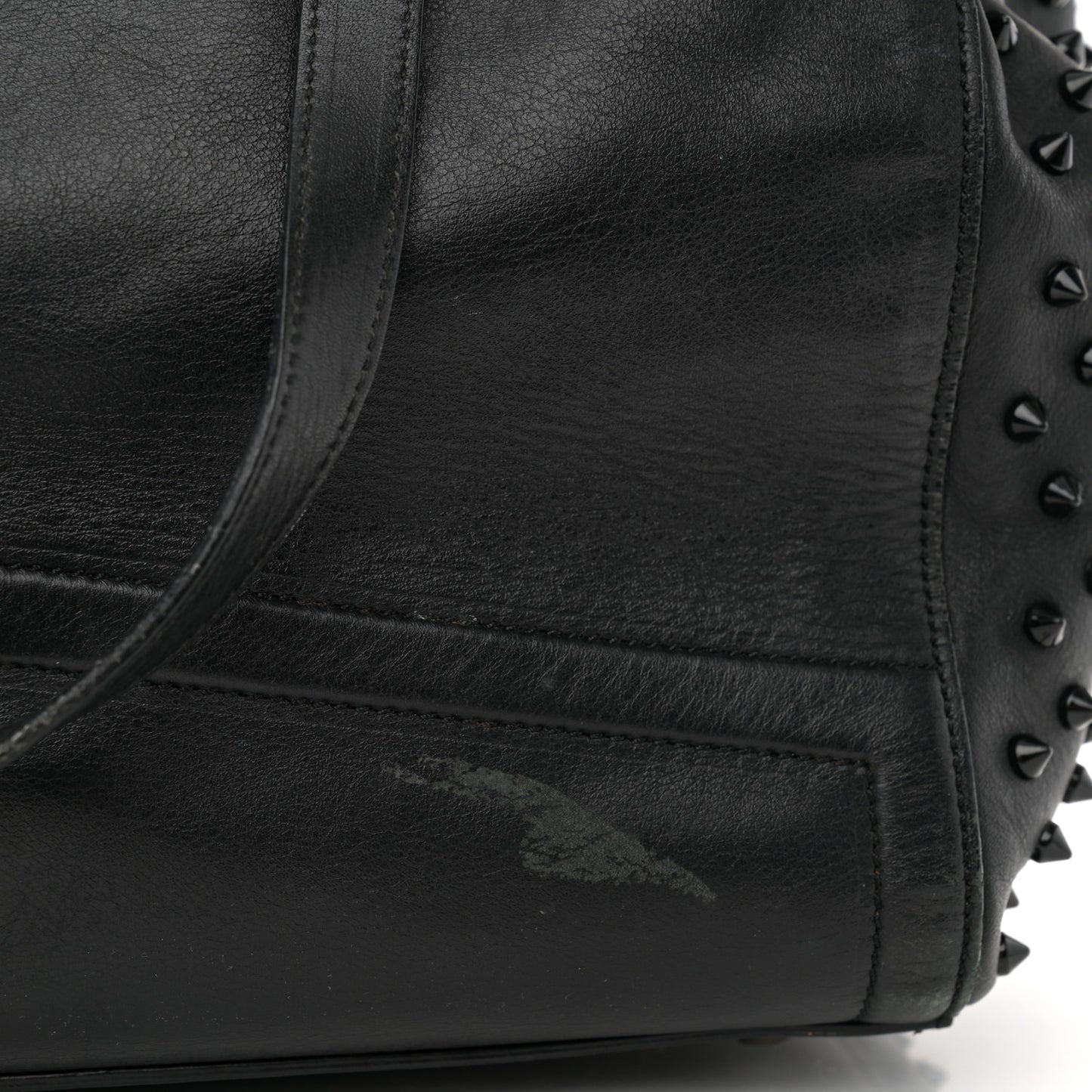 CHRISTIAN LOUBOUTIN Calfskin Justine Spikes Tote Black