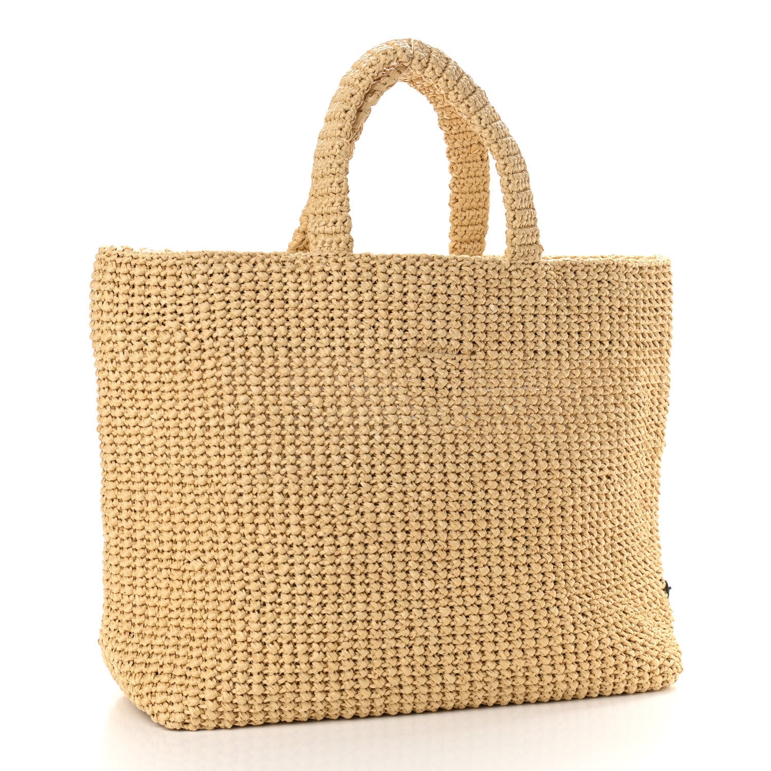 Prada Yarn Raffia Effect Crochet Embroidered Logo Tote Naturale 3 of 10