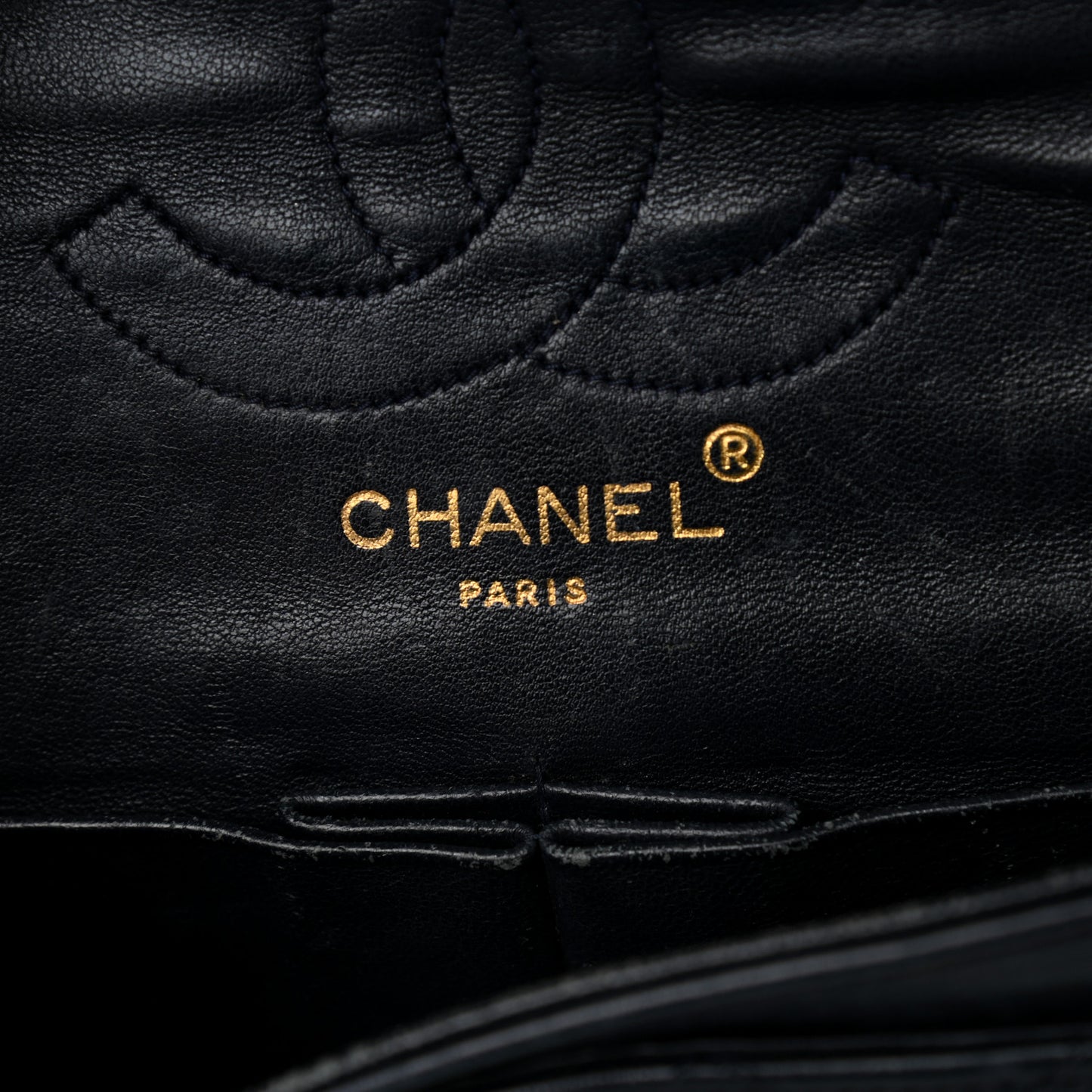 Lambskin Quilted Small Double Flap Navy