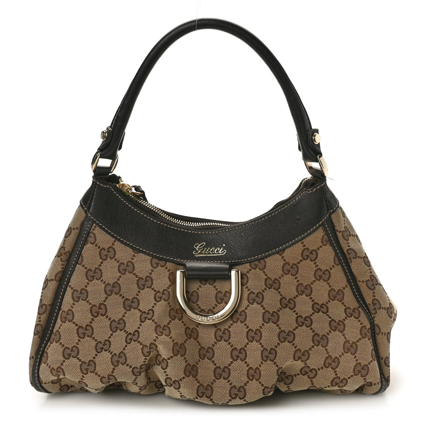 Monogram Medium D Gold Ring Hobo Dark Brown
