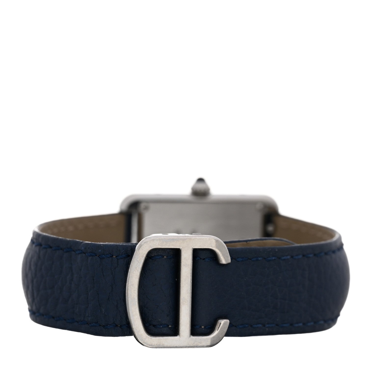 Cartier Stainless Steel Calfskin 24mm Tank Solo Quartz Watch Blue 3 of 4