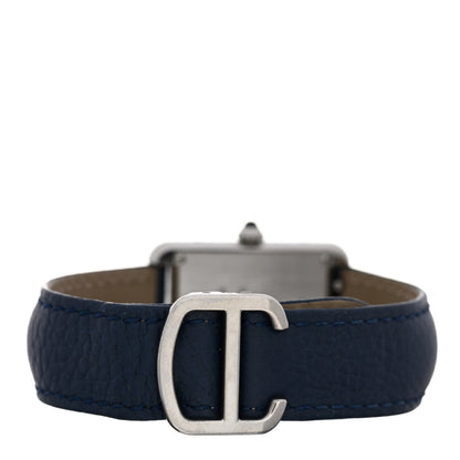 Cartier Stainless Steel Calfskin 24mm Tank Solo Quartz Watch Blue 3 of 4