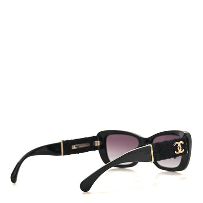 Chanel Acetate Tweed Wool CC Rectangle Sunglasses 5514-A Black 4 of 7