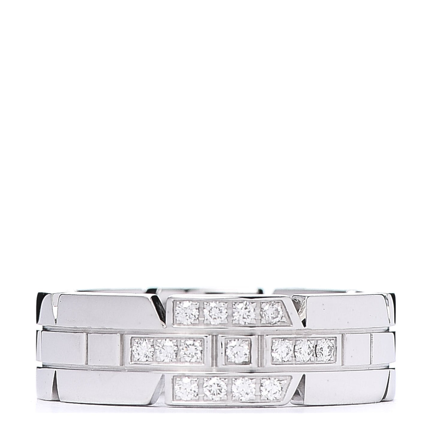 18K White Gold Diamond 6mm Tank Francaise Band Ring 52 6