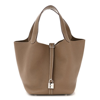 Hermes Taurillon Clemence Picotin Lock 22 MM Etoupe 1 of 10