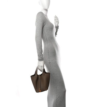 Hermes Taurillon Clemence Picotin Lock 18 PM Etoupe 2 of 11