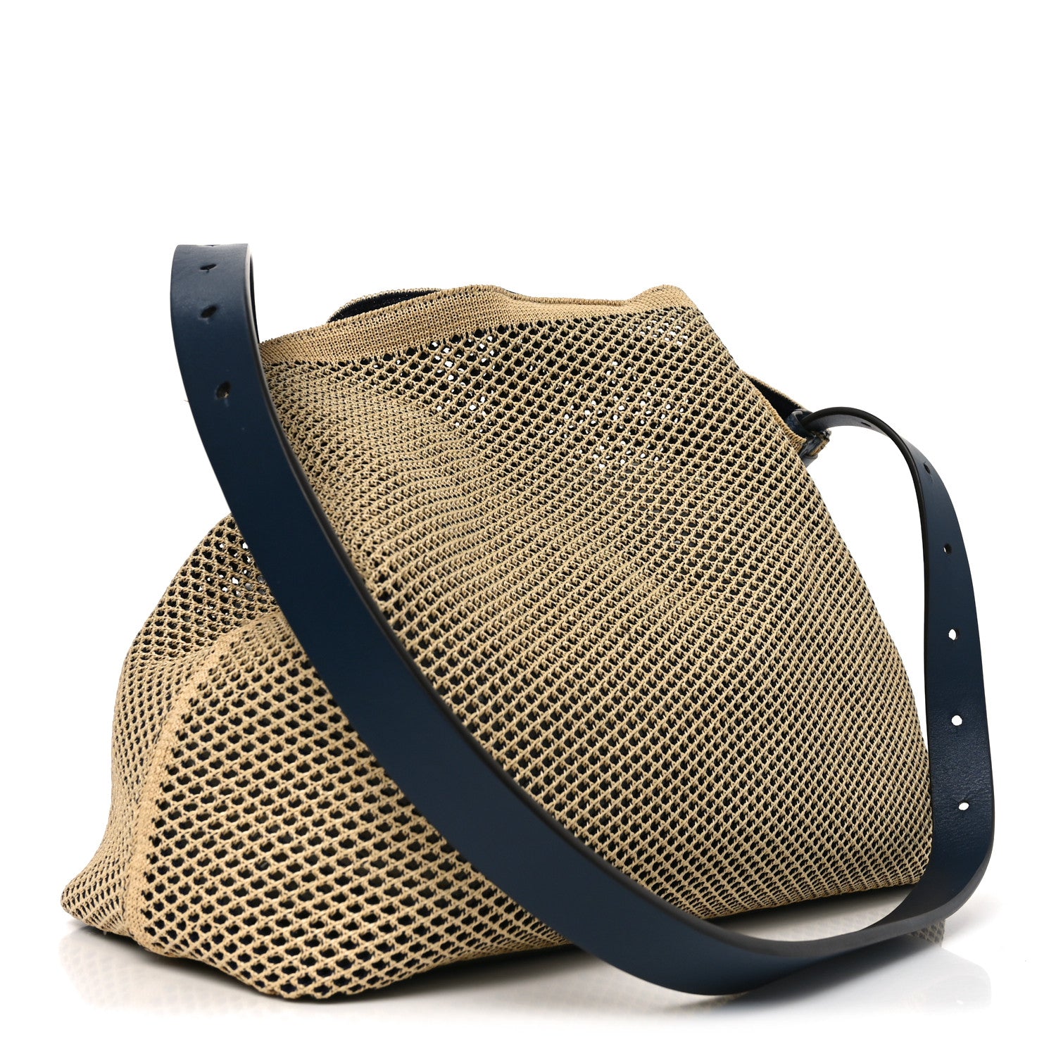 Fendi Raffia Woven Vitello King Soft Large Hobo Natural Beige Blue 3 of 10