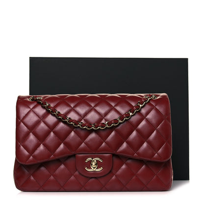 Chanel Lambskin Quilted Jumbo Double Flap Dark Red 11 of 11