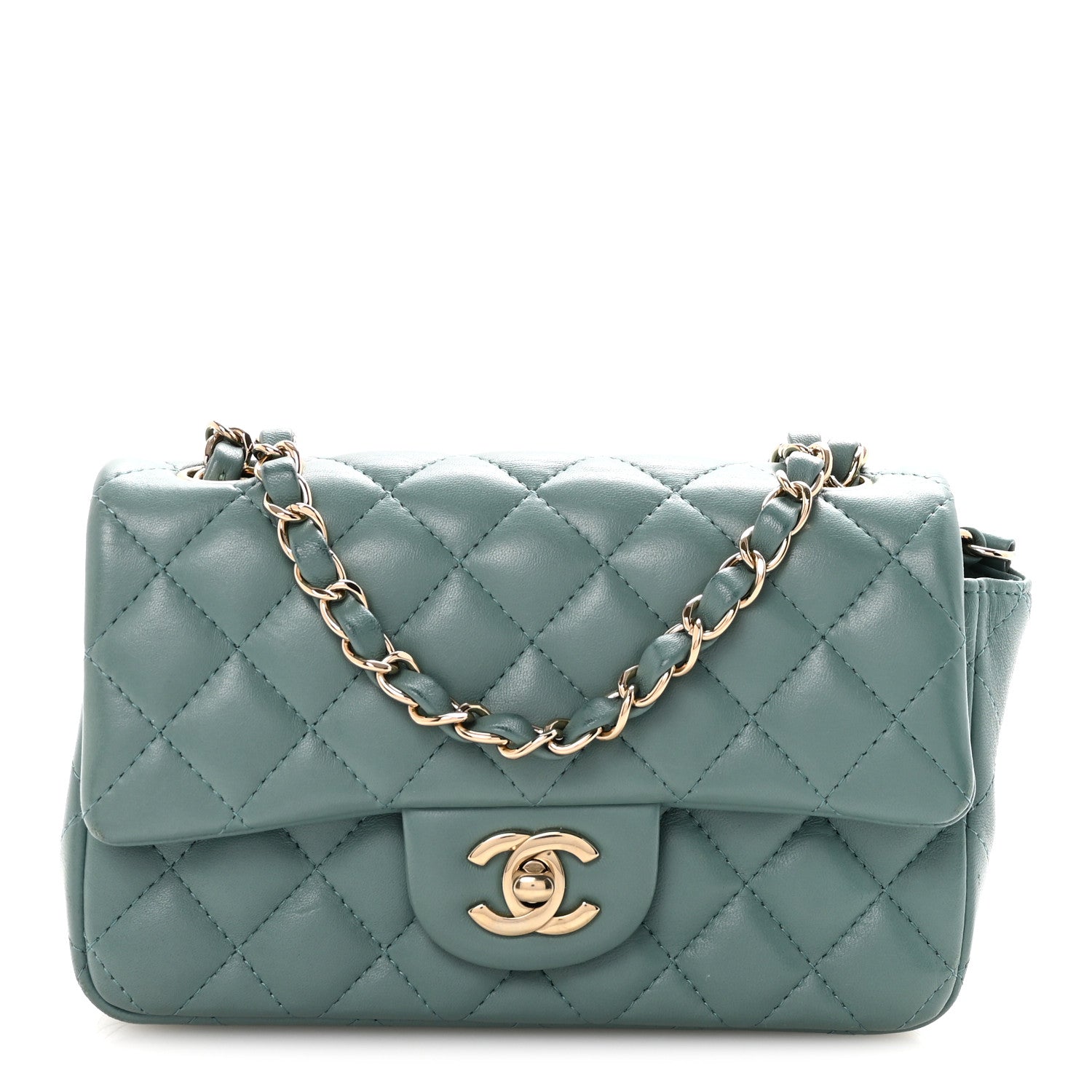 Chanel Lambskin Quilted Mini Rectangular Flap Green 1 of 11