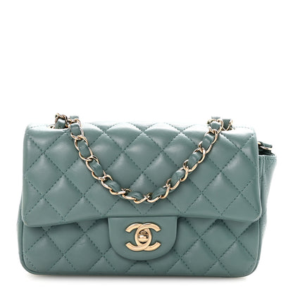 Chanel Lambskin Quilted Mini Rectangular Flap Green 1 of 11