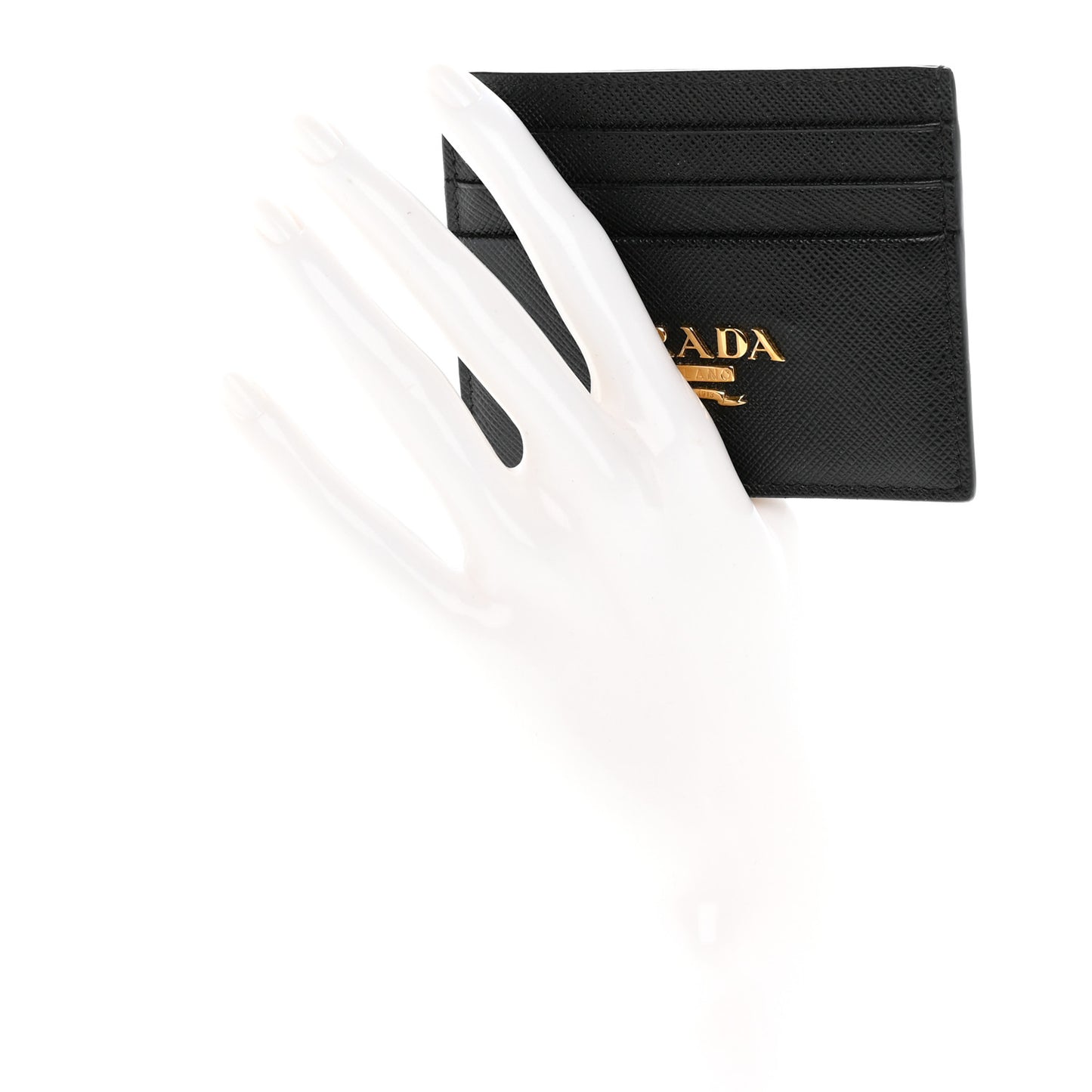 Saffiano Metal Card Holder Black