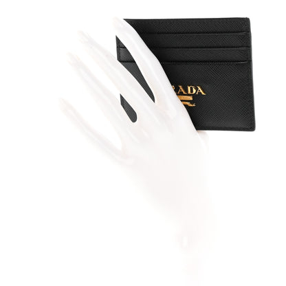 Prada Saffiano Metal Card Holder Black 2 of 11