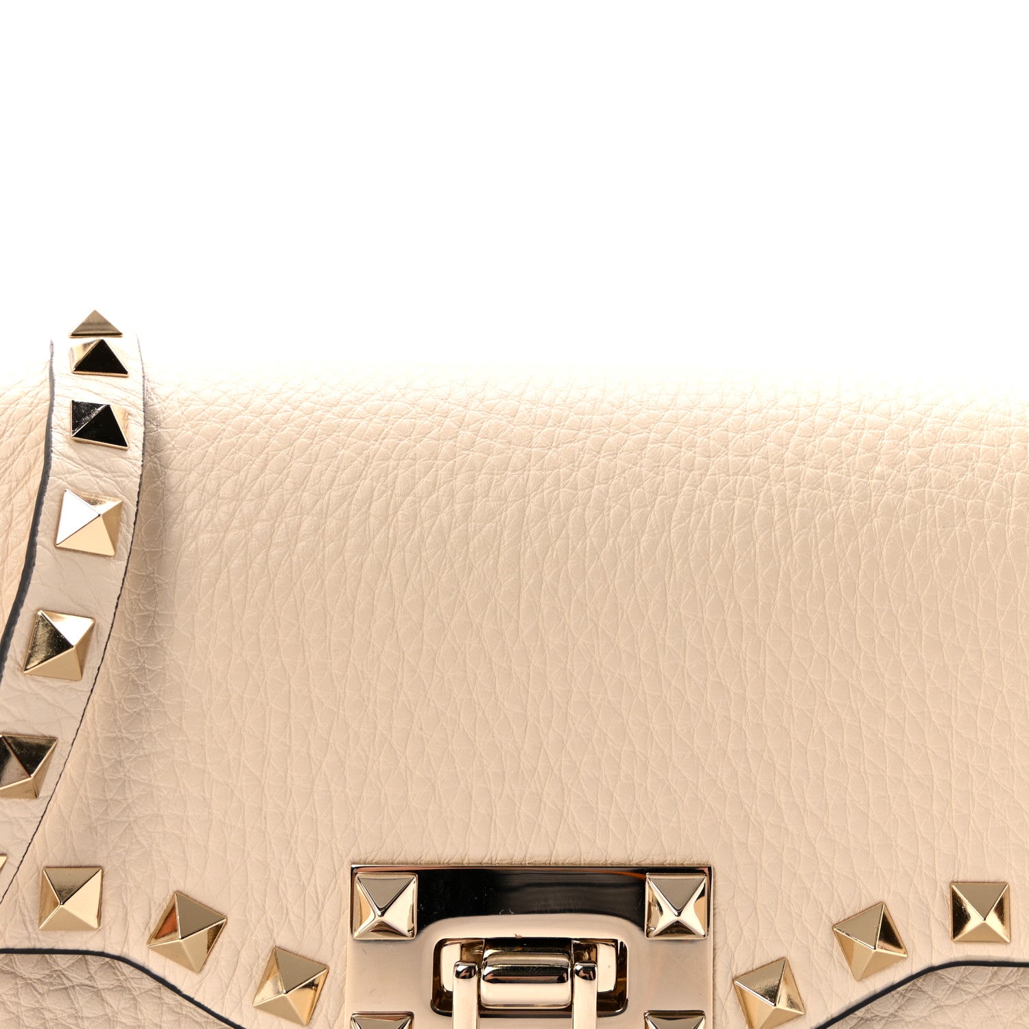 Valentino Garavani Pebbled Calfskin Medium Rockstud Flip Lock Crossbody Bag Light Ivory 7 of 9