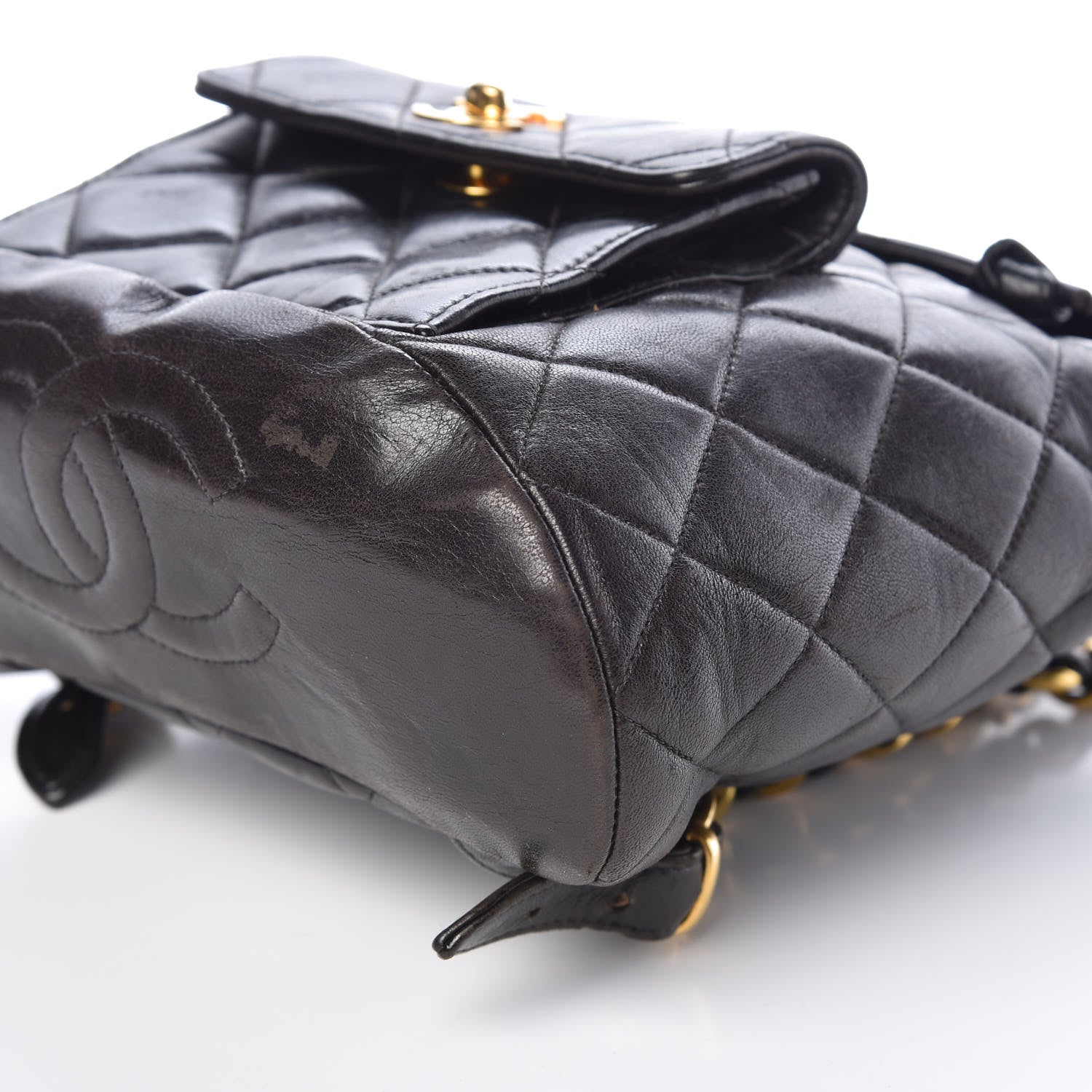Chanel Lambskin Quilted Drawstring Backpack Black 10 of 10