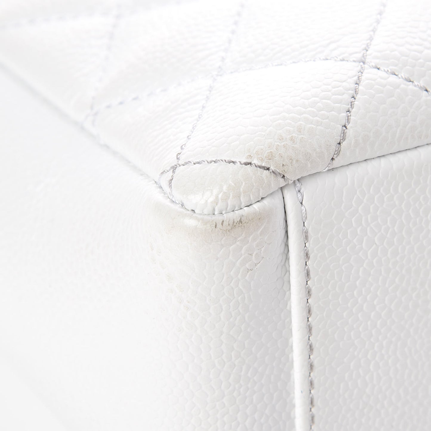 Caviar Quilted Petit Shopping Tote PST White