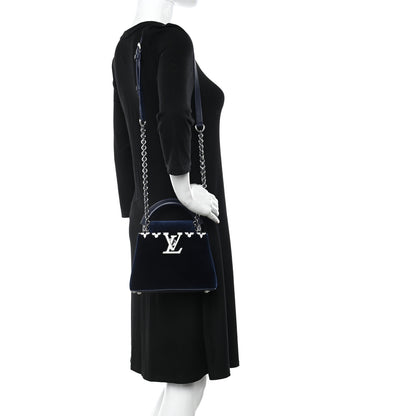 Louis Vuitton Velvet Crystal Capucines Mini Midnight Blue 2 of 9
