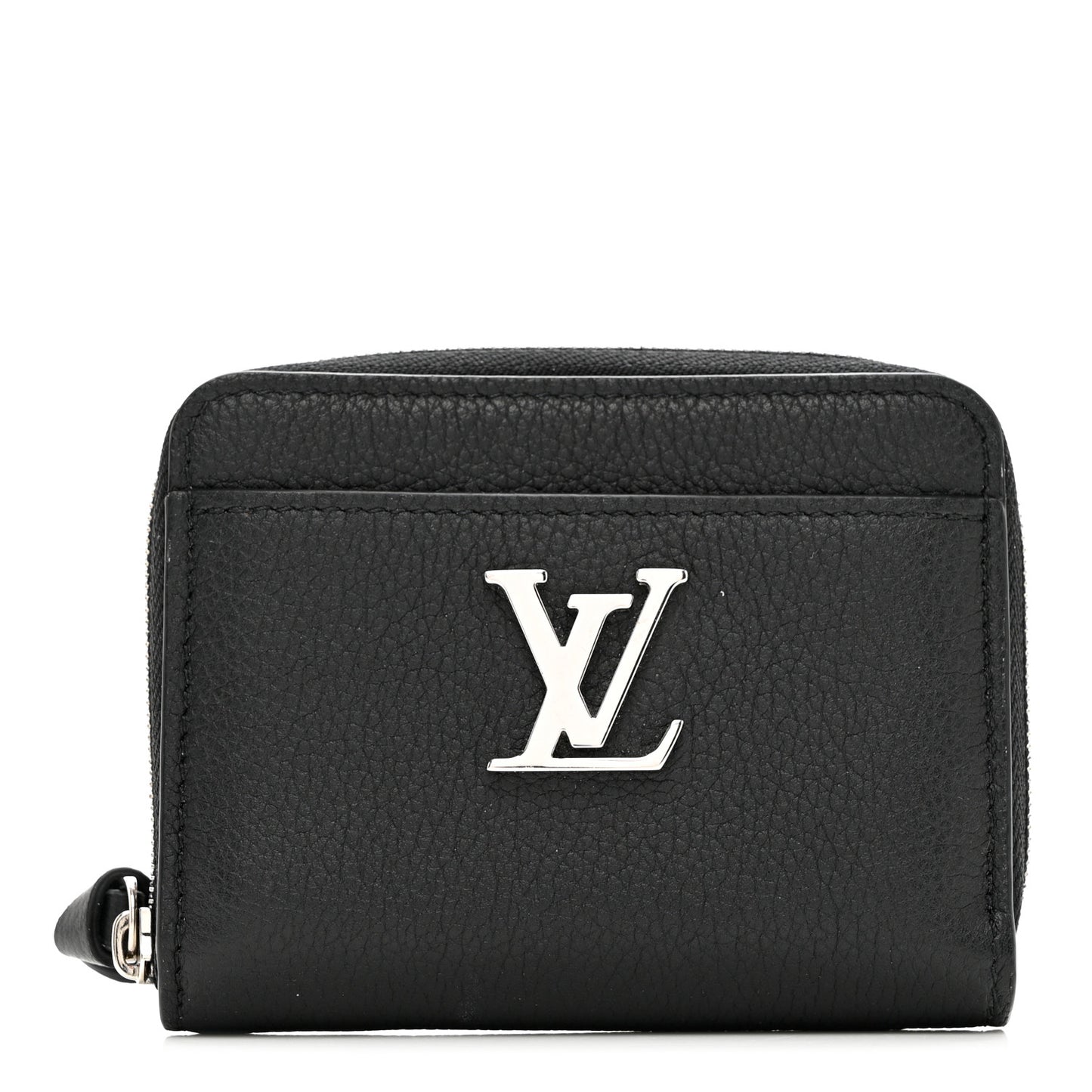 Calfskin Lockme Zippy Coin Purse Black