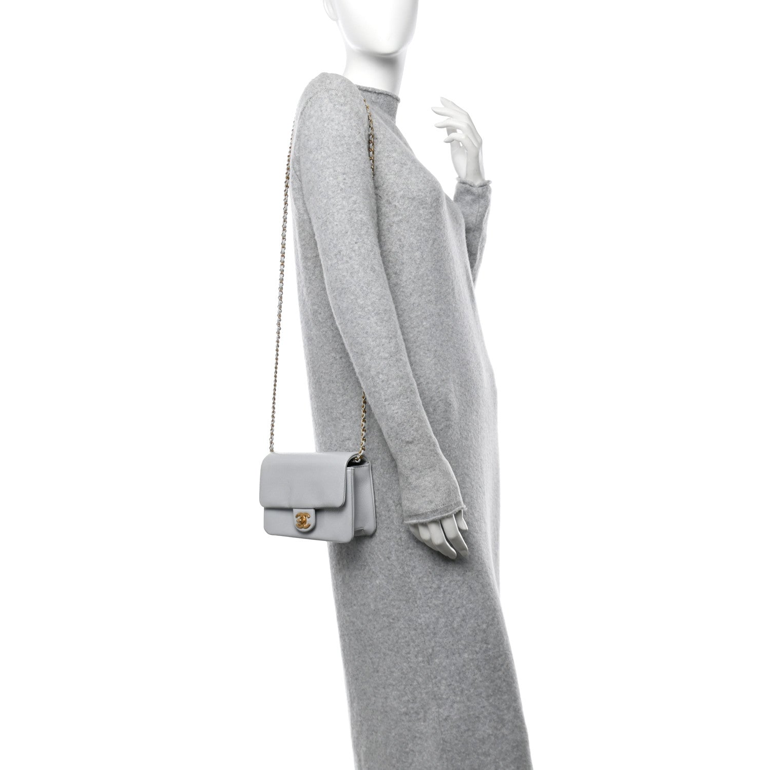 Chanel Shiny Caviar Mini Flap Bag Light Blue 2 of 10