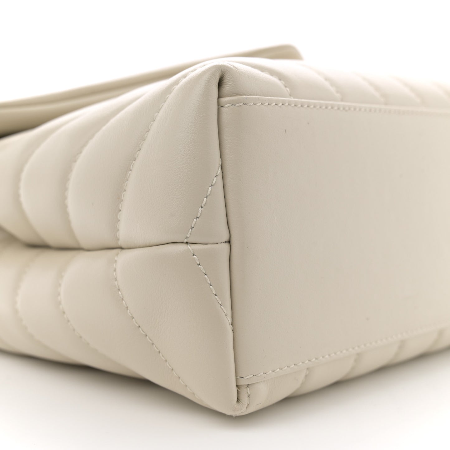 Calfskin Y Quilted Monogram Small Loulou Chain Satchel Crema Soft