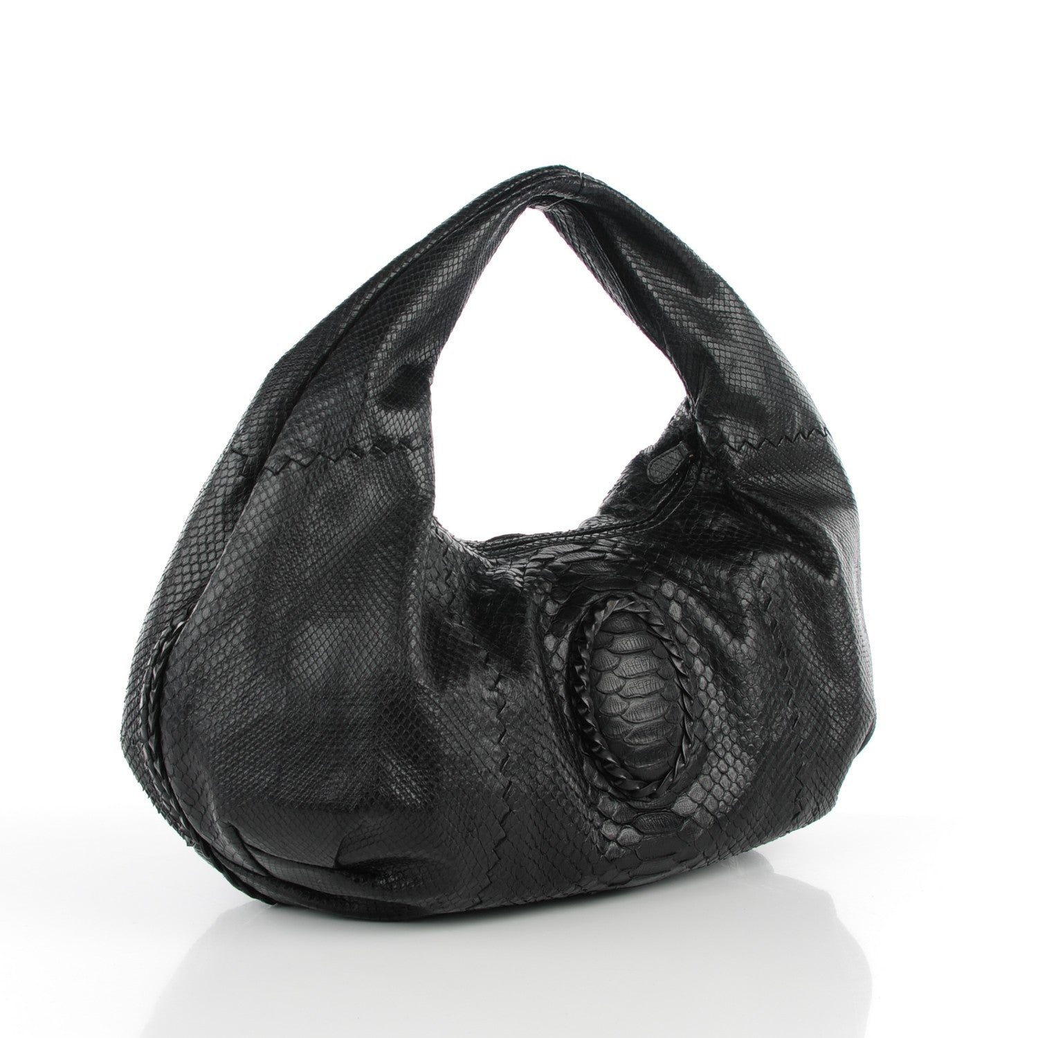 Bottega Veneta Python Belly Veneta Hobo Nero Black 3 of 8