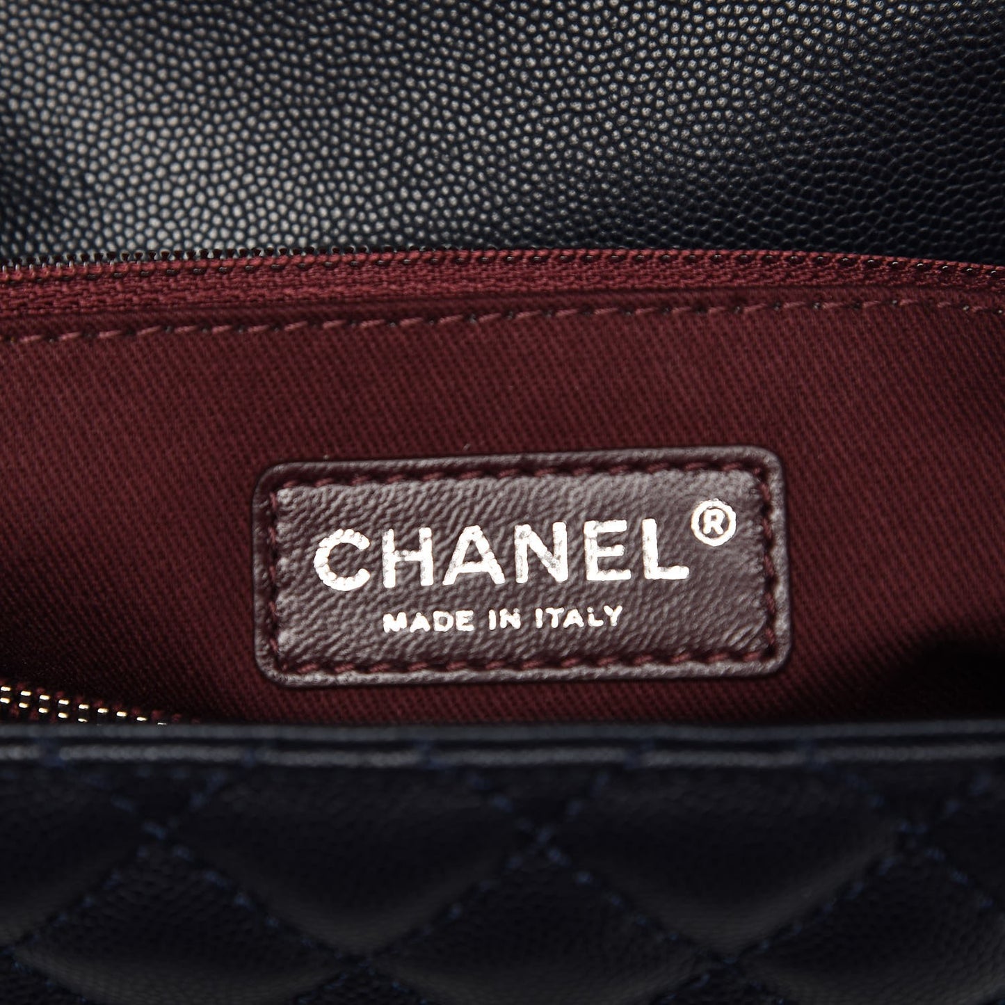 Caviar Quilted Large Coco Handle Flap Navy