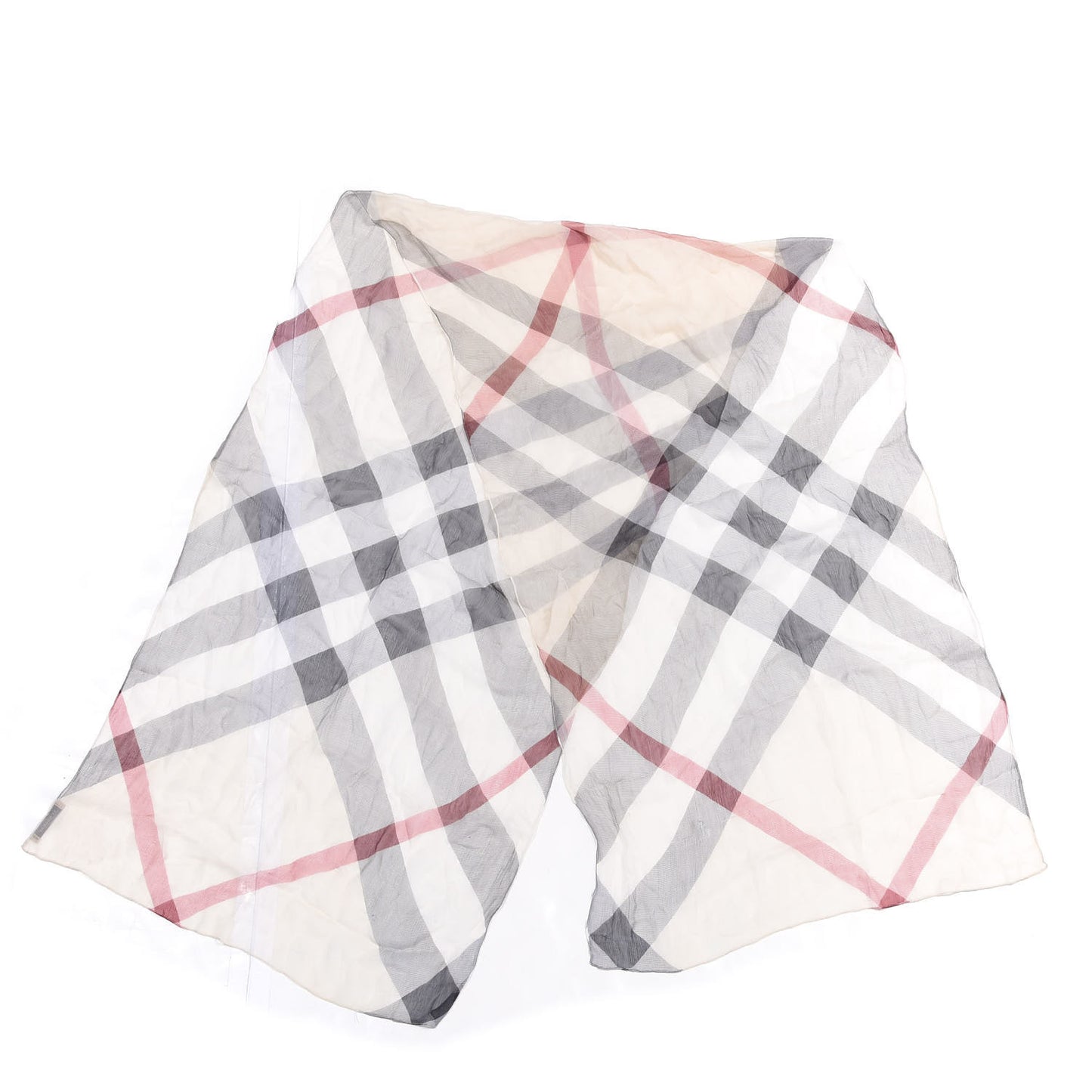 Wool Silk Gauze Giant Check Scarf Stone