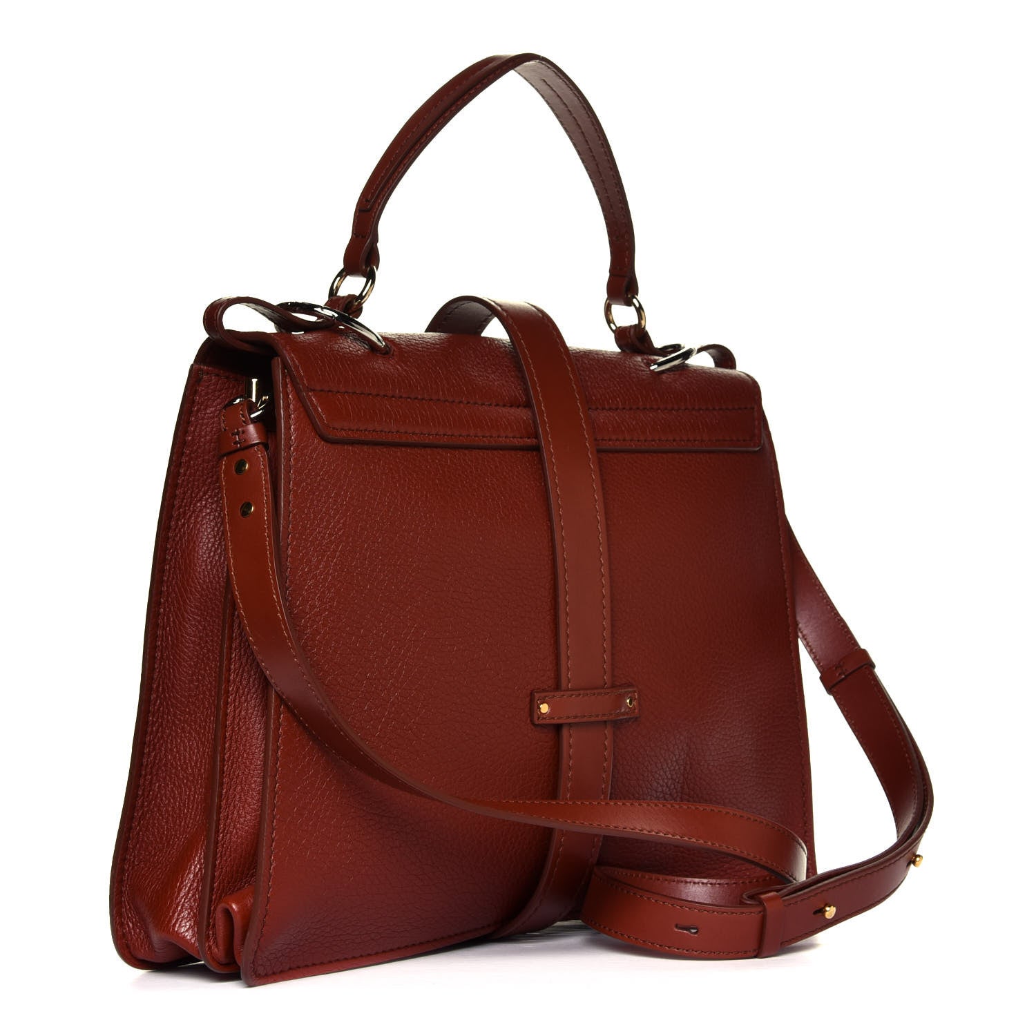 Chloe Grained Deerskin Shiny Calfskin Large Aby Day Shoulder Bag Sepia Brown 2 of 4