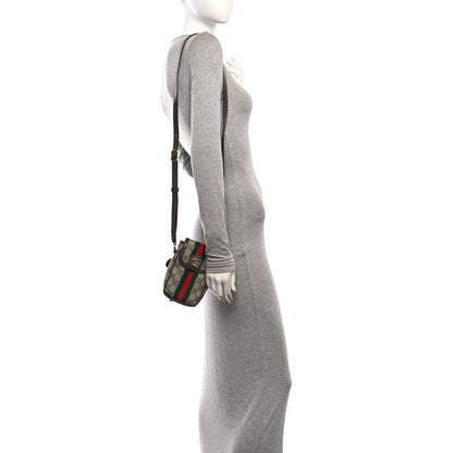 Gucci GG Supreme Monogram Web Ophidia Phone Crossbody Bag Beige New Acero 2 of 10