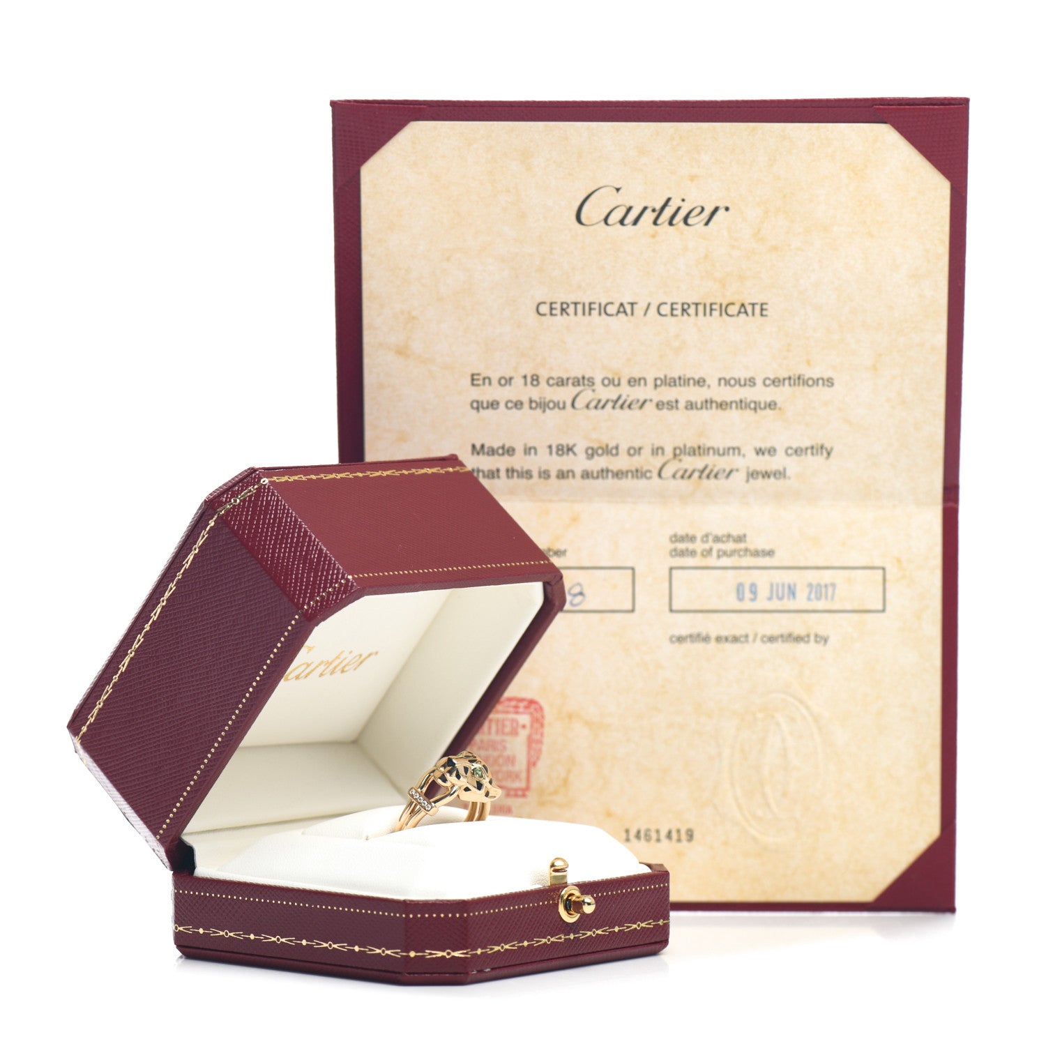 Cartier 18K Yellow Gold Diamond Black Lacquer Tsavorite Panthere De Cartier Ring 53 6.5 6 of 6