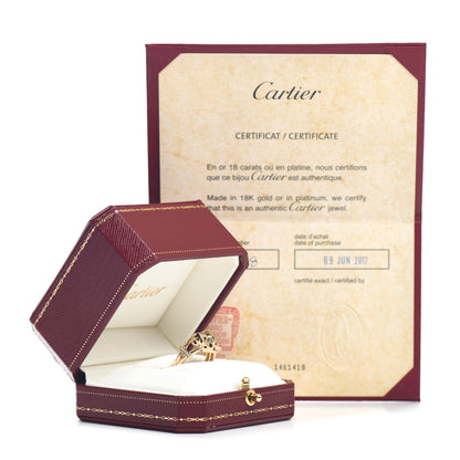 Cartier 18K Yellow Gold Diamond Black Lacquer Tsavorite Panthere De Cartier Ring 53 6.5 6 of 6