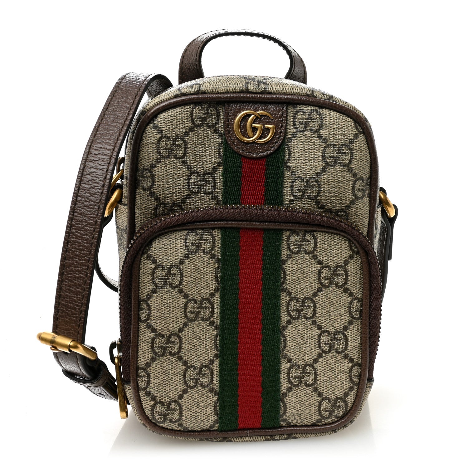Gucci GG Supreme Monogram Web Mini Ophidia Double Zip Messenger Bag Beige New Acero 1 of 13
