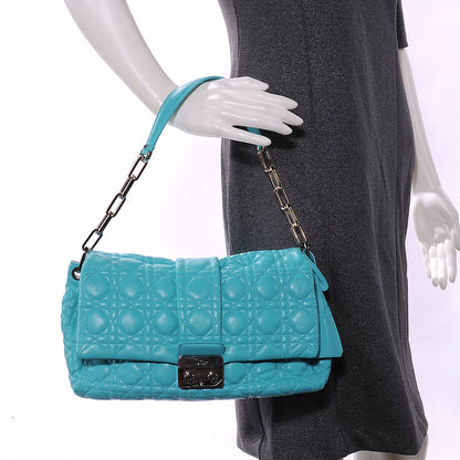 Christian Dior Lambskin Cannage New Lock Flap Bag Turquoise 2 of 13