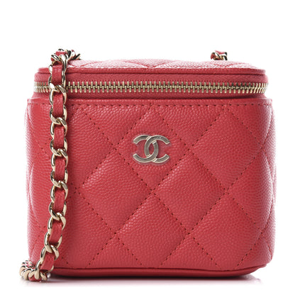 Chanel Caviar Quilted Mini Vanity Case With Chain Red 1 of 11