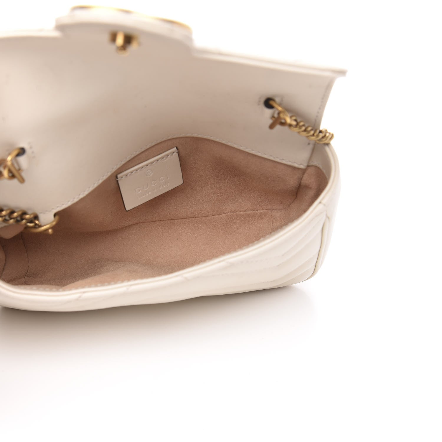 Gucci Calfskin Matelasse Super Mini GG Marmont Shoulder Bag White 5 of 12